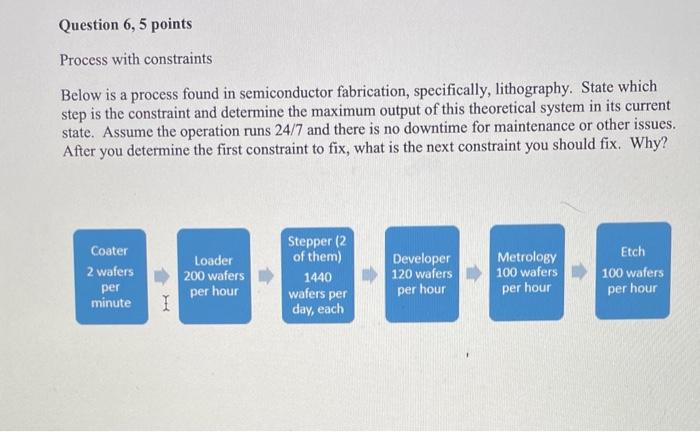 Question 6, 5 points Process with constraints