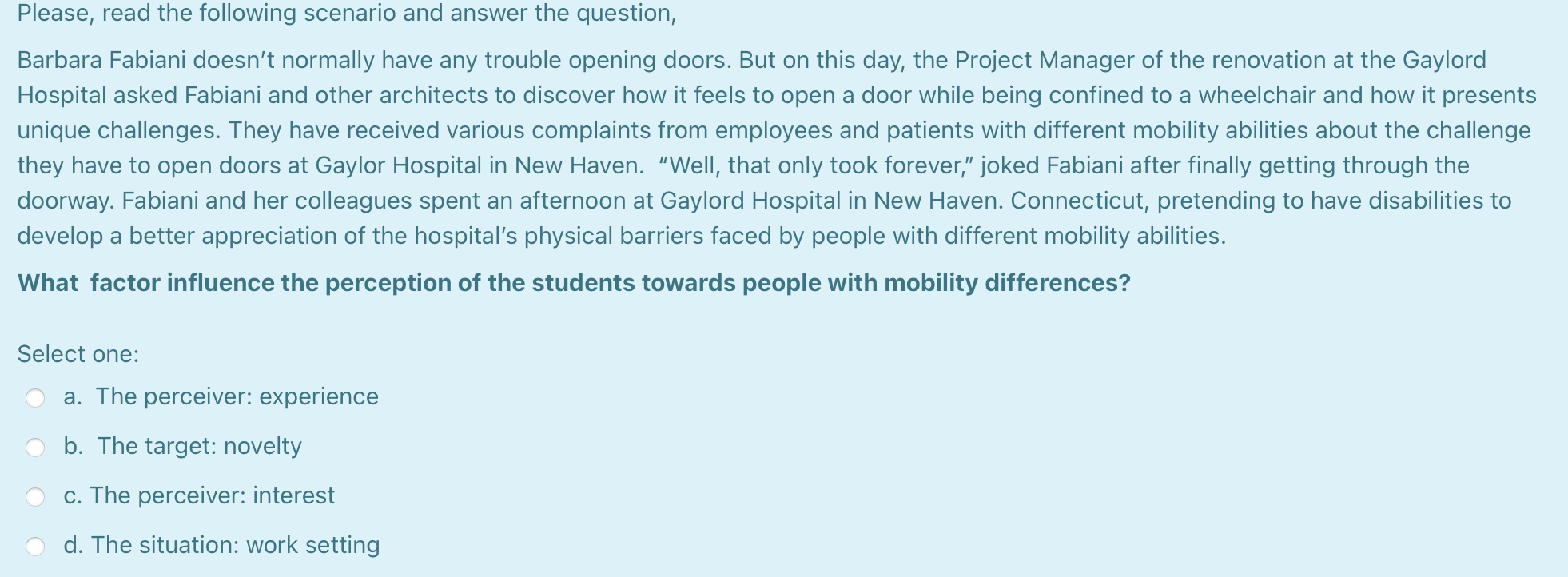 Please, read the following scenario and answer