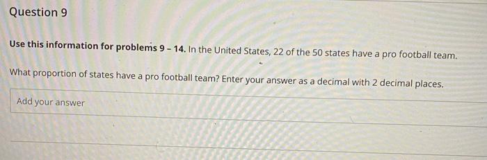 Question 9 Use this information for problems