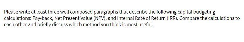 Please write at least three well composed