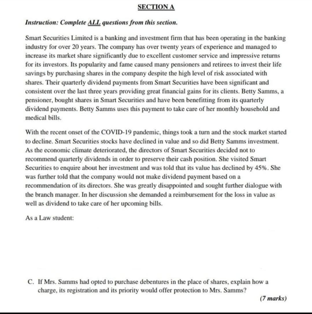 com law 1c SECTION A Instruction: Complete ALL