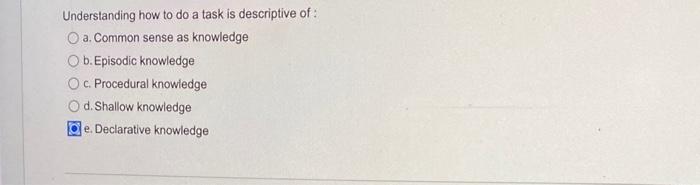 Understanding how to do a task is descriptive of