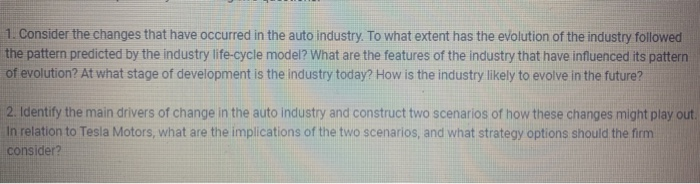 1. Consider the changes that have occurred in the