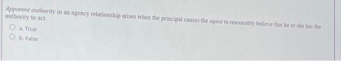 Apparent authority in an agency relationship