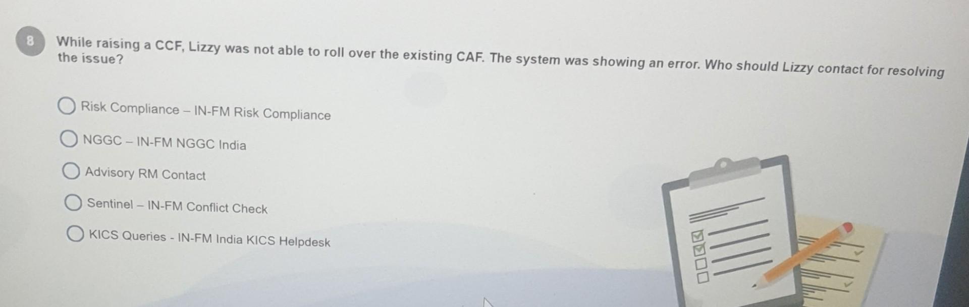 8 While raising a CCF, Lizzy was not able to roll