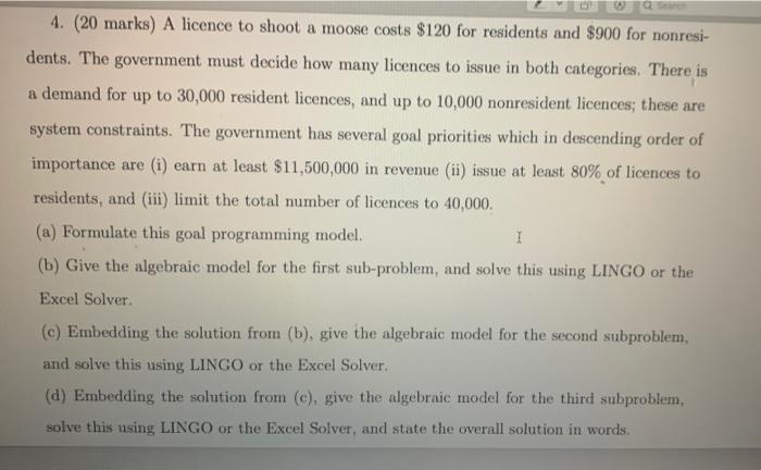 please answer eith excel!! 4. (20 marks) A