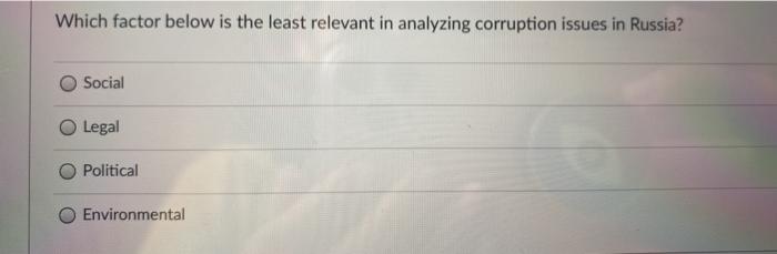 Which factor below is the least relevant in