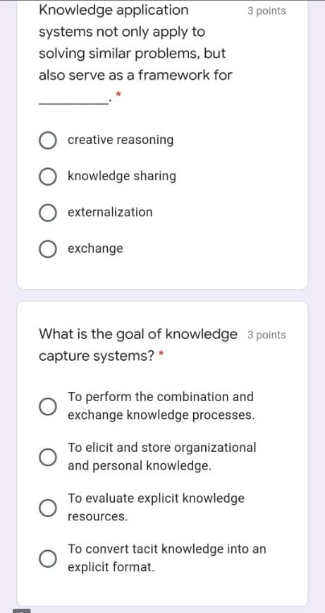 3 points Knowledge application systems not only