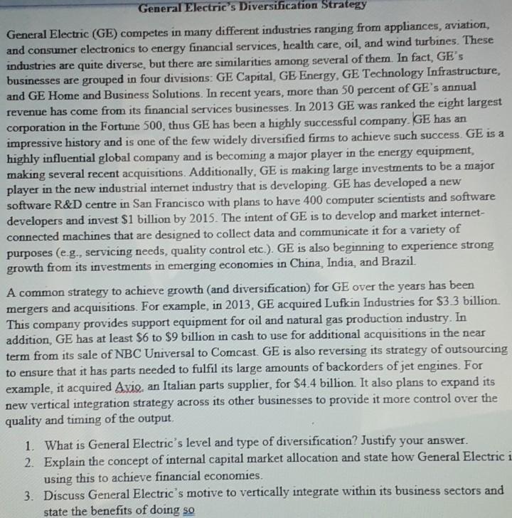 General Electric's Diversification Strategy
