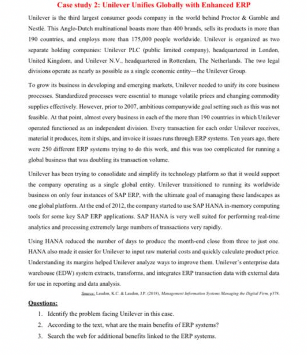 Please answer this three question Case study 2: