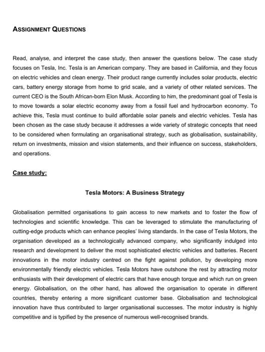 ASSIGNMENT QUESTIONS Read, analyse, and interpret