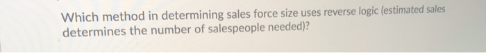 Which method in determining sales force size uses