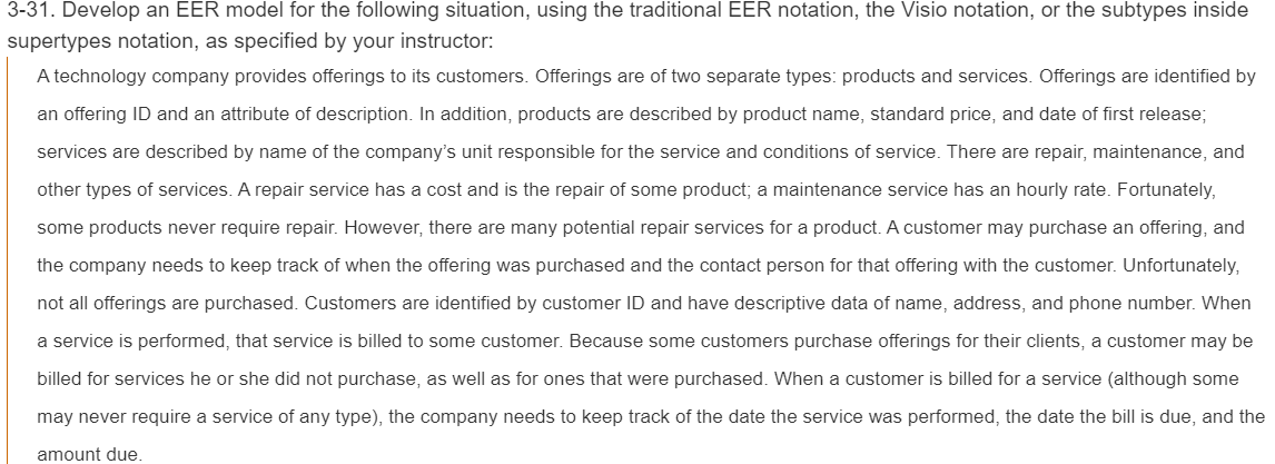 3-31. Develop an EER model for the following