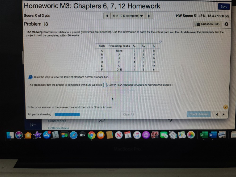 Answer to this question Homework: M3: Chapters 6,