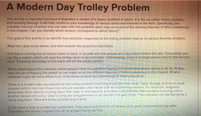 A A Modern Day Trolley Problem This activity is