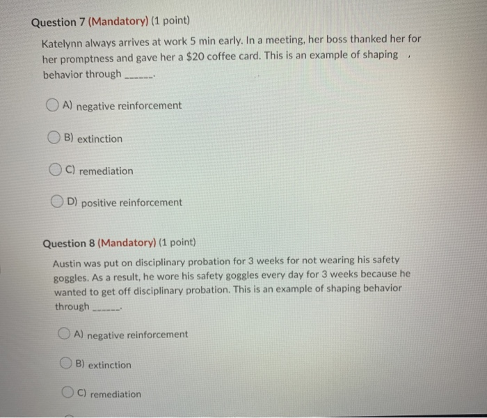 Question 5 (Mandatory) (1 point) When William