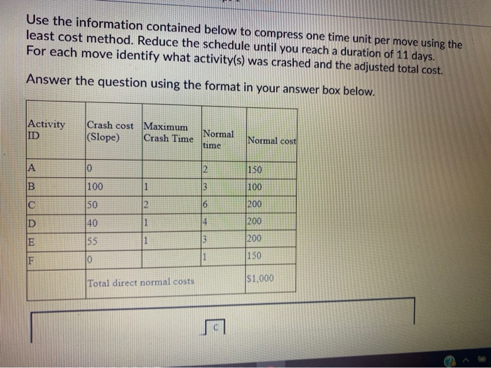 Use the information contained below to compress