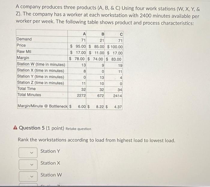 A company produces three products (A, B, \& C)