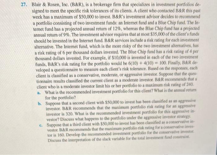 how to solve without using excel, etc. Blair \&