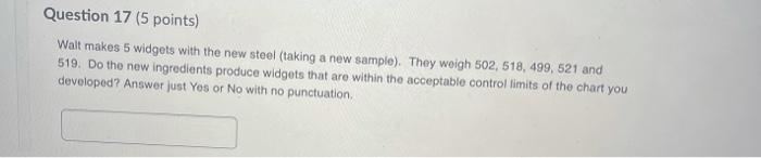 Statistical Process Control 1. Walt's Widgets