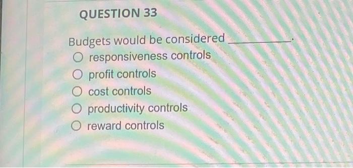 QUESTION 33 Budgets would be considered O