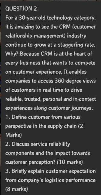 QUESTION 2 For a 30-year-old technology category,