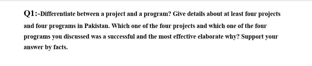 Subject : project management kindly answer