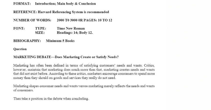 FORMAT: Introduction; Main body & Conclusion