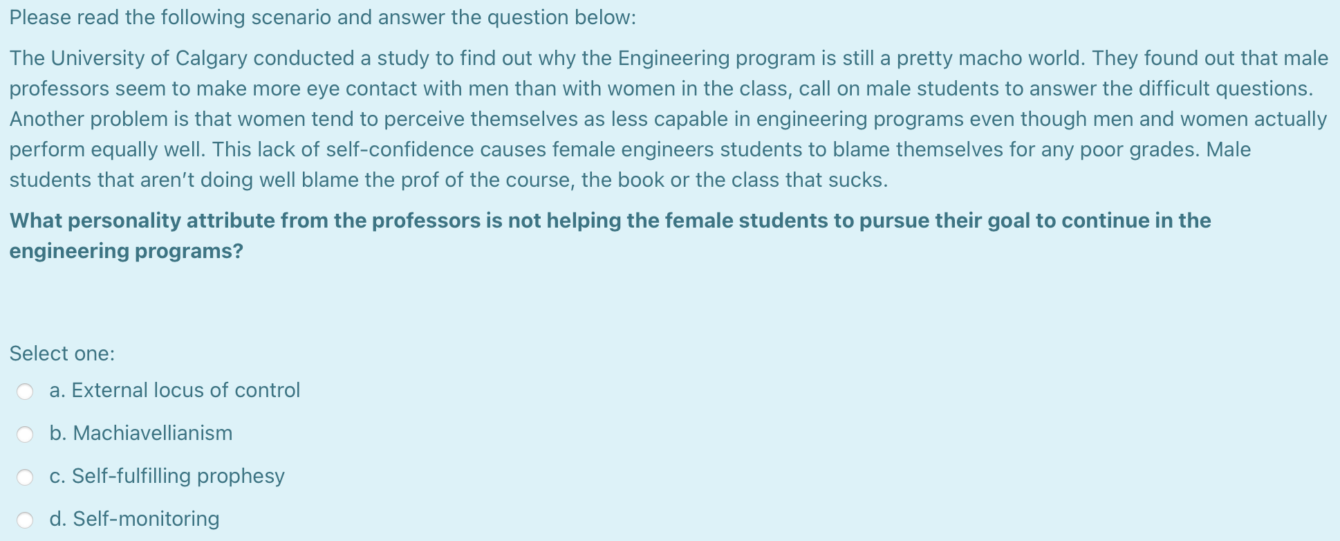 Please read the following scenario and answer the