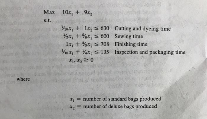 please solve it manually Max 10x, + 9x2 5.t. 70x,