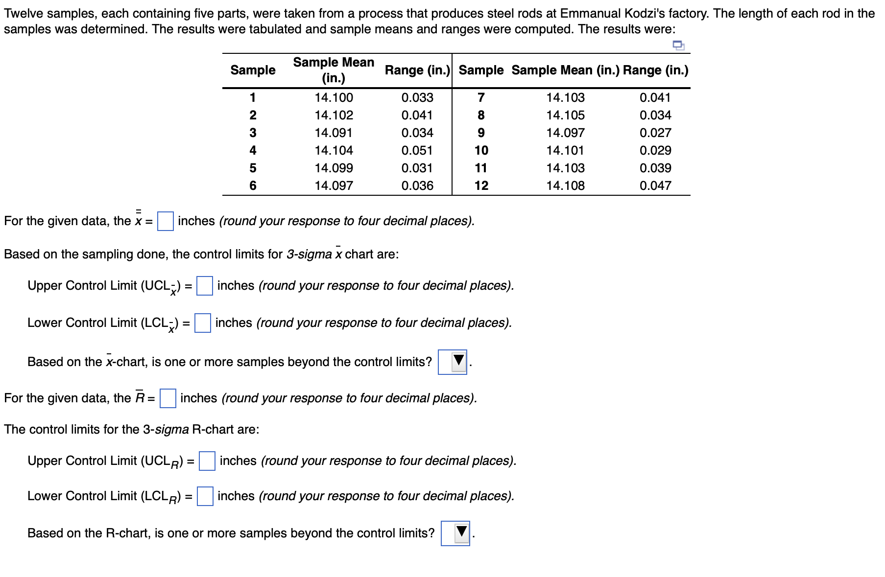 Sample Size, n Mean Factor, A2 Upper Range, D4