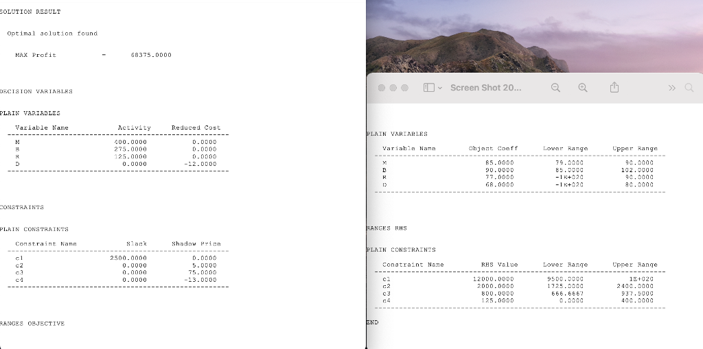 a)What is the optimal solution to Electronic