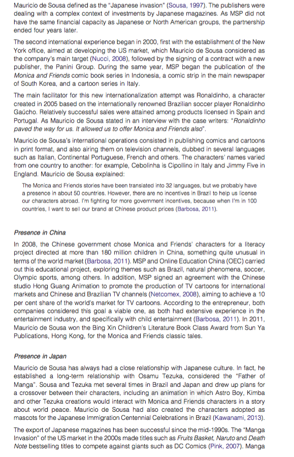 Question 1 Using relevant internationalisation