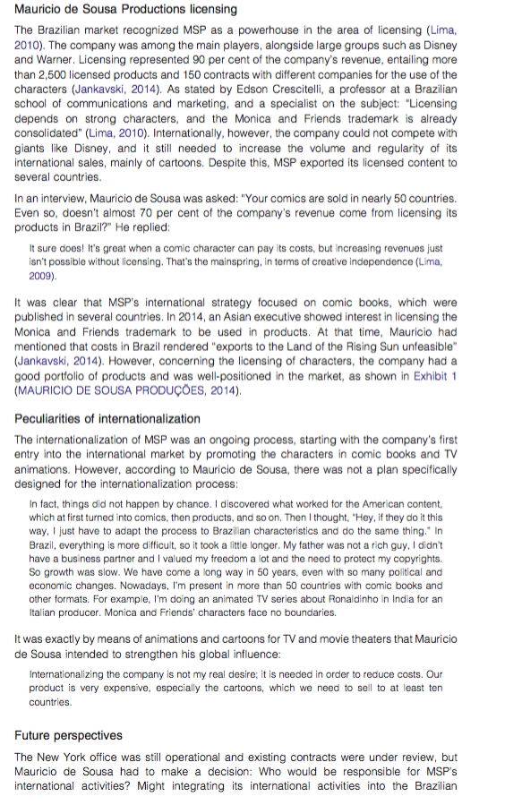 Question 1 Using relevant internationalisation