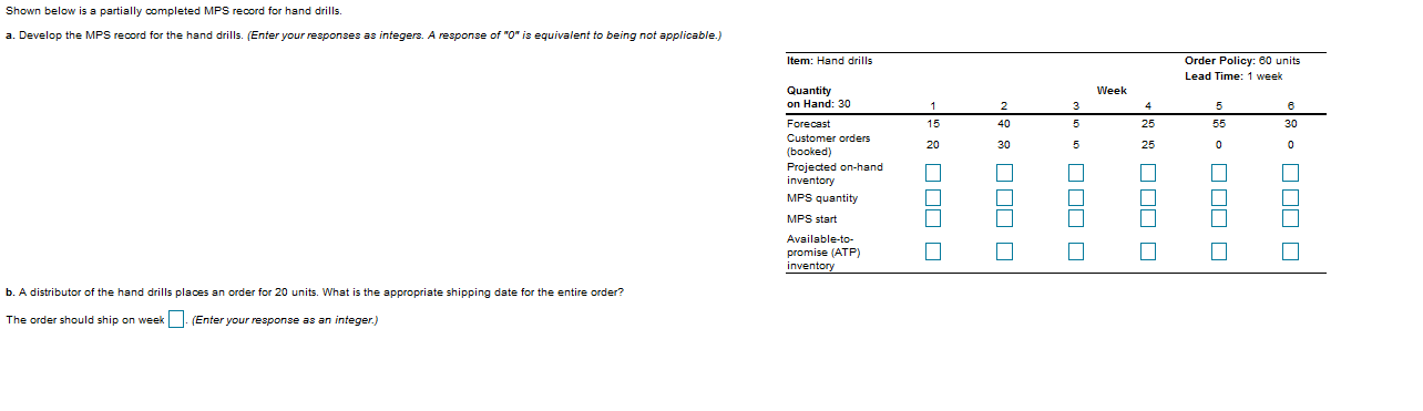 Shown below is a partially completed MPS record