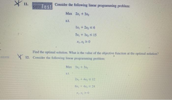 SELFTest Consider the following linear