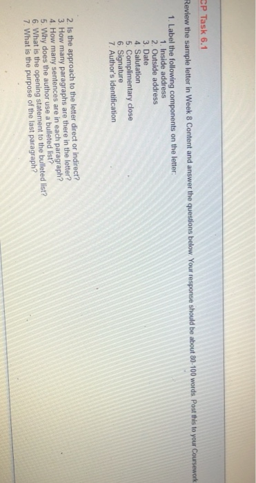 CP Task 6.1 Review the sample letter in Week 8