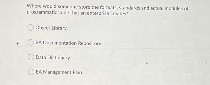 Where would someone store the formats, standards