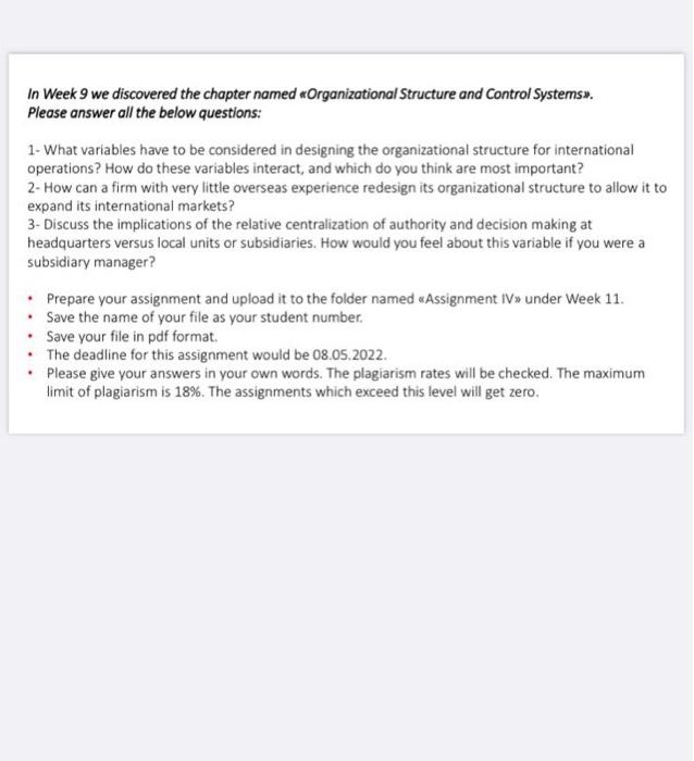 In Week 9 we discovered the chapter named