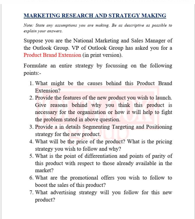 MARKETING RESEARCH AND STRATEGY MAKING Note: