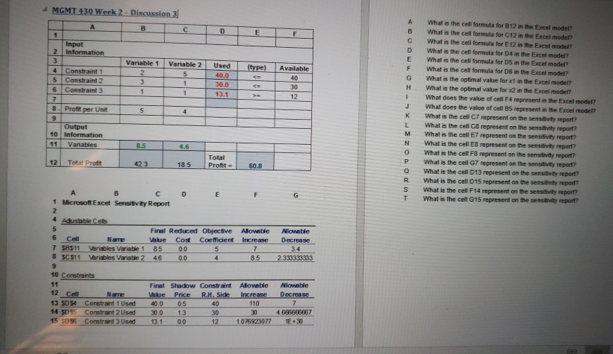 A - MGMT 430 Week 2 - Discussion 3 Input