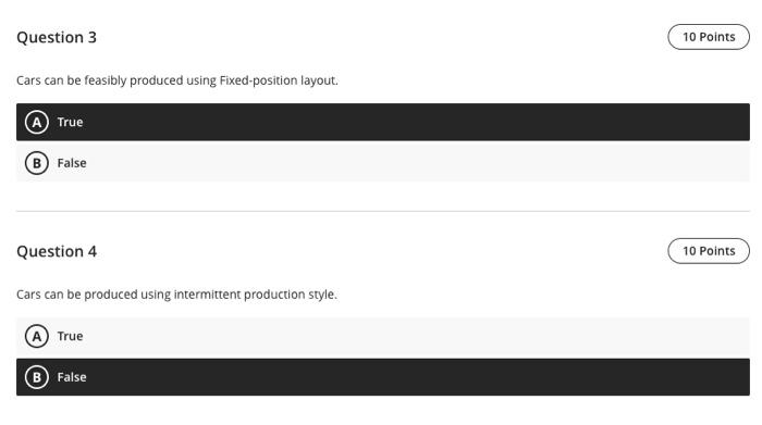 true or fales? Question 5 10 Points Product