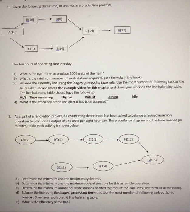 please show all work 1. Given the following data