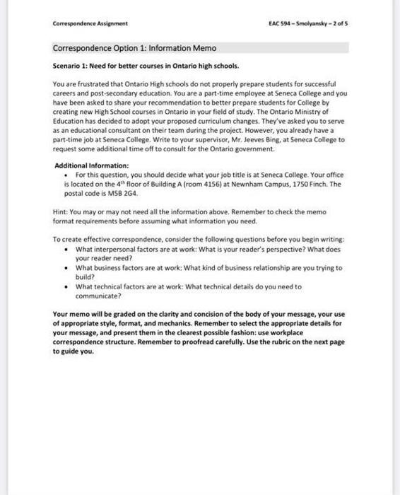 Correspondence Assignment EAC S94 - Smolyansky -