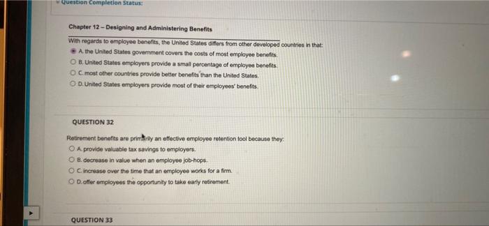 w Question Completion Status: Chapter 12 -