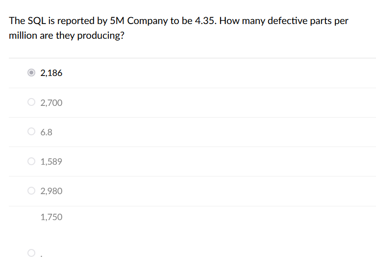 The SQL is reported by 5M Company to be 4.35. How