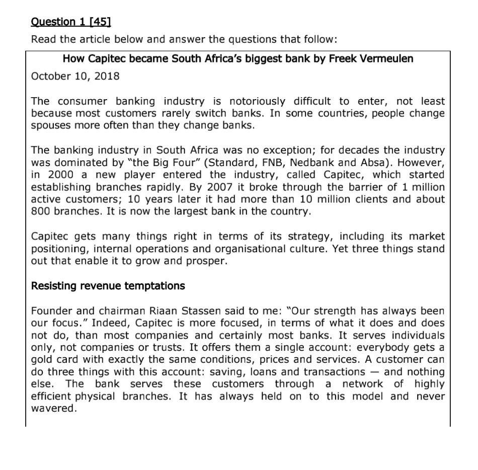 Question 1 (451 Read the article below and answer