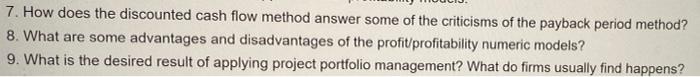 7. How does the discounted cash flow method