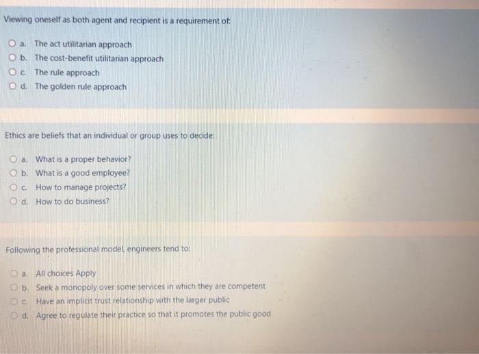 Viewing oneself as both agent and recipient is a