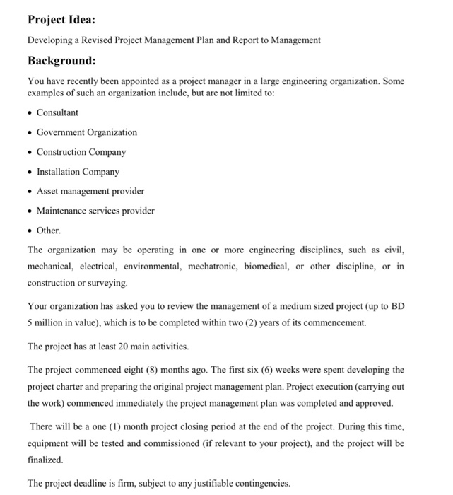 Project Idea: Developing a Revised Project